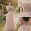 Simple Rougissant Rose Robe Demoiselle D'honneur 2022 Princesse Encolure Carrée Manches Courtes Dos Nu Longue Robe Pour Mariage