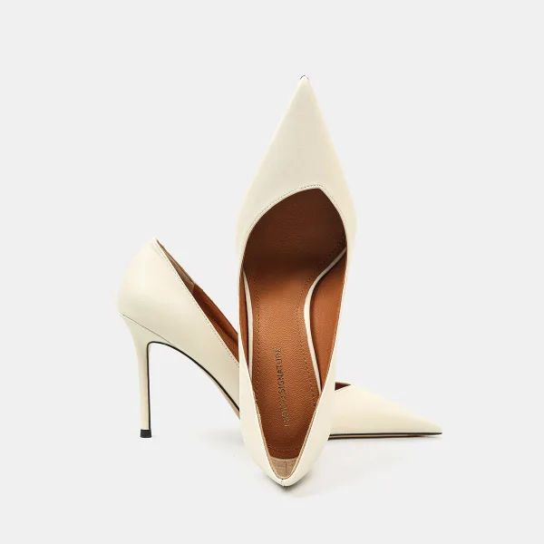 Elegant Sky Blue OL Office Pumps 2026 Leather 7 cm Stiletto Heels Pointed Toe High Heels