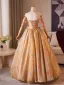 Élégant Orange Appliques Robe De Bal 2024 Princesse Bustier Sans Manches Dos Nu Longue Promo Robe De Ceremonie