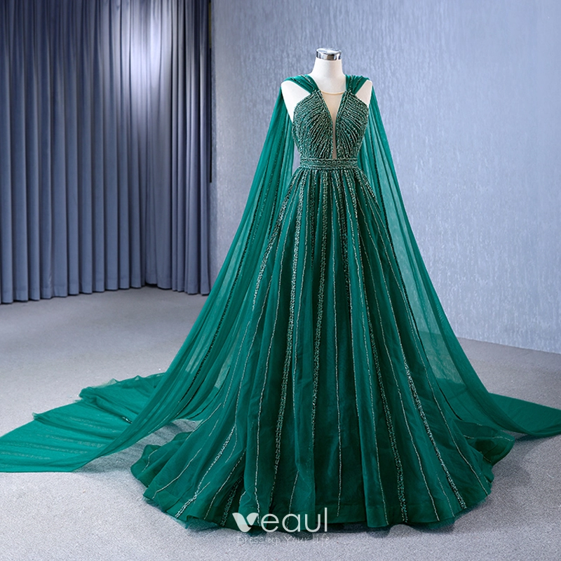High-end Vintage / Retro Dark Green Handmade Beading Sequins Prom Dresses 2023 A-Line / Princess Square Neckline Sleeveless Backless Court Train Prom Formal Dresses High-end Vintage / Retro Dark Green Handmade Beading Sequins Prom Dresses 2023 A-Line / Princess Square Neckline Sleeveless Backless Court Train Prom Formal Dresses