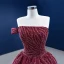 High End Burgunderrot Perlenstickerei Pailletten Ballkleider 2022 Ballkleid One-Shoulder Ärmellos Rückenfreies Sweep / Pinsel Zug Festliche Kleider