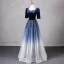 Vintage / Retro Navy Blue Beading Sequins Prom Dresses 2024 A-Line / Princess Square Neckline Short Sleeve Backless Floor-Length / Long Prom Formal Dresses