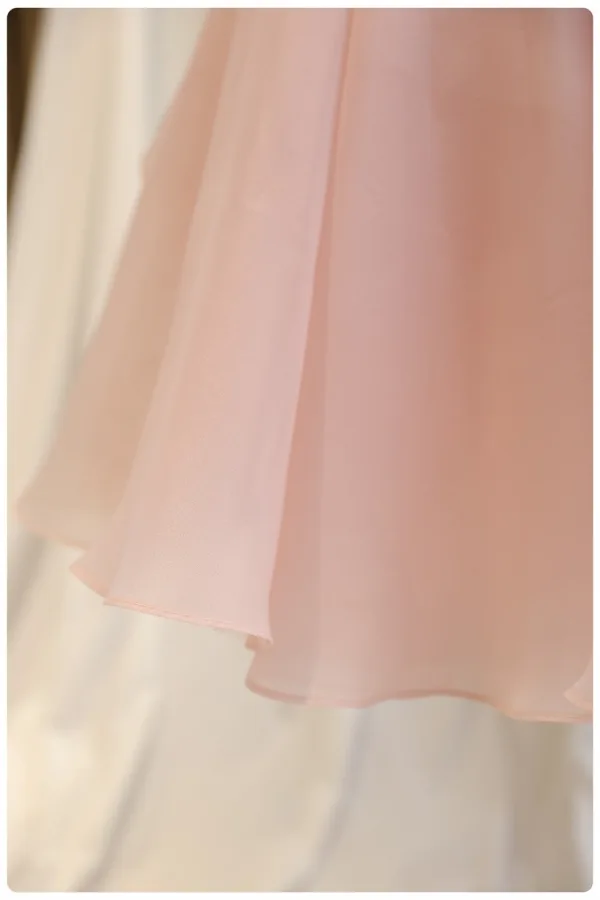 Lovely Blushing Pink Appliques Birthday Organza Flower Girl Dresses 2024 A-Line / Princess Strapless Puffy Short Sleeve Backless Floor-Length / Long
