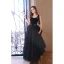 Chic / Beautiful Black Rhinestone Bow Prom Dresses 2022 A-Line / Princess Spaghetti Straps Sleeveless Backless Floor-Length / Long Prom Formal Dresses