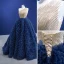 High-end Ocean Blue Rhinestone Ruffle Prom Dresses 2022 Ball Gown One-Shoulder Sleeveless Backless Floor-Length / Long Prom Formal Dresses