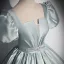 Chic / Belle Vert Cendré Satin Robe De Bal 2023 Robe Boule Encolure Carrée Gonflée Manches Courtes Dos Nu Faux Diamant Noeud Ceinture Longue Promo Robe De Ceremonie