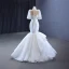 Luxury / Gorgeous White Handmade  Beading Pearl Cascading Ruffles Wedding Dresses 2023 Trumpet / Mermaid Scoop Neck Short Sleeve Floor-Length / Long Wedding