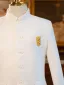 Style Chinois Blanche 5 pièces Manches Longues Costume Garçon Mariage 2024 Manteau Pantalon Chemise Gilet