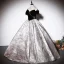 Élégant Noire Daim Robe De Bal 2023 Robe Boule Longue Noeud De l'épaule Faux Diamant Manches Courtes Dos Nu Promo Robe De Ceremonie