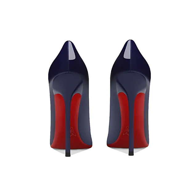 Fashion Navy Blue Evening Party Leather Pumps 2026 Patent Leather 12 cm Stiletto Heels Pointed Toe Pumps High Heels