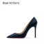 Fashion Black Suede Evening Party Pumps 2023 12 cm Stiletto Heels Pointed Toe Pumps High Heels