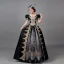 Vintage / Retro Medieval Black Beading Sequins Lace Flower Prom Dresses 2022 Ball Gown U-Neck Puffy Short Sleeve Floor-Length / Long Formal Dresses