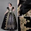 Vintage / Retro Medieval Black Beading Sequins Lace Flower Prom Dresses 2022 Ball Gown U-Neck Puffy Short Sleeve Floor-Length / Long Formal Dresses