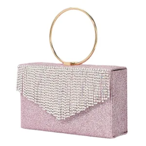 Charmant Bling Bling Paillettes Faux Diamant Gland Rougissant Rose Soirée Pochette 2023