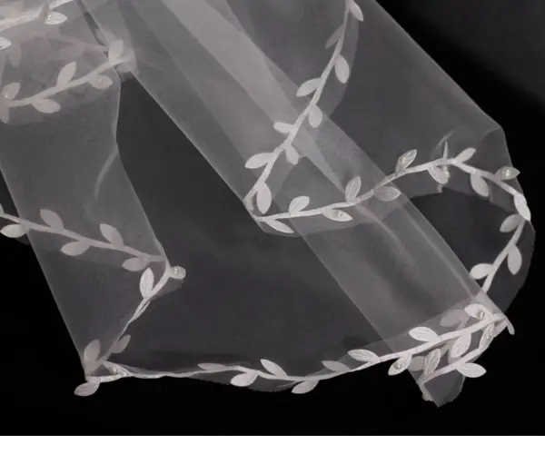 Simple Blanche Fait main En Dentelle Feuille Voile De Mariée 2025 2 m Train De Balayage Tulle