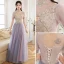 Elegant Purple Lace Flower Bridesmaid Dresses 2022 A-Line / Princess Beading Pearl Sequins Short Sleeve Backless Floor-Length / Long Bridesmaid Wedding Party Dresses