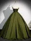 Vintage Olivgrün Satin Ballkleider 2025 Ballkleid Bandeau Ärmellos Rückenfreies Lange Ball Festliche Kleider