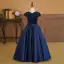 Vintage / Retro Navy Blue Sequins Birthday Flower Girl Dresses 2024 A-Line / Princess V-Neck Sleeveless Bow Sash Floor-Length / Long