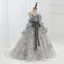 Fashion Grey Appliques Prom Flower Girl Dresses 2022 A-Line / Princess Scoop Neck Sleeveless Bow Sash Sweep Train Flower Girl Dresses