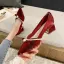 Schöne Burgunderrot Abend Perle Schleife Pumps 2022 5 cm Thick Heels Spitzschuh Pumps Hochhackige