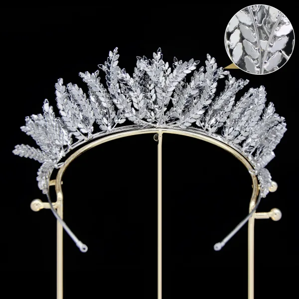 High-end Silver Rhinestone Zirkon Brud Huvudbonad 2024 Bröllop Tiara Krona