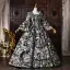 Vintage / Retro Medieval Black Printing Rhinestone Halloween Prom Dresses 2026 Ball Gown Square Neckline Bell sleeves Floor-Length / Long Formal Dresses