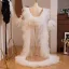Charmant Blanche Soirée Promo Plissée châle Vestes & Enveloppements 2024 Tulle