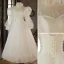 Elegant Ivory Pearl Wedding Dresses 2023 A-Line / Princess High Neck 3/4 Sleeve Backless Floor-Length / Long Wedding