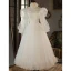Elegant Ivory Pearl Wedding Dresses 2023 A-Line / Princess High Neck 3/4 Sleeve Backless Floor-Length / Long Wedding