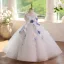 Chic / Beautiful White Beading Pearl Sequins Appliques Birthday Floor-Length / Long Flower Girl Dresses 2025 Ball Gown Scoop Neck Sleeveless Backless
