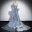 Scintillantes Sexy Argenté Paillettes Robe De Soirée 2024 Trompette / Sirène Bustier Sans Manches Dos Nu Noeud Tribunal Train Soirée Robe De Ceremonie