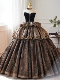 Elegantes Negro Volantes En Cascada Vestidos de gala 2024 Ball Gown Sin Tirantes Sin Mangas Sin Espalda Largos Gala Vestidos Formales
