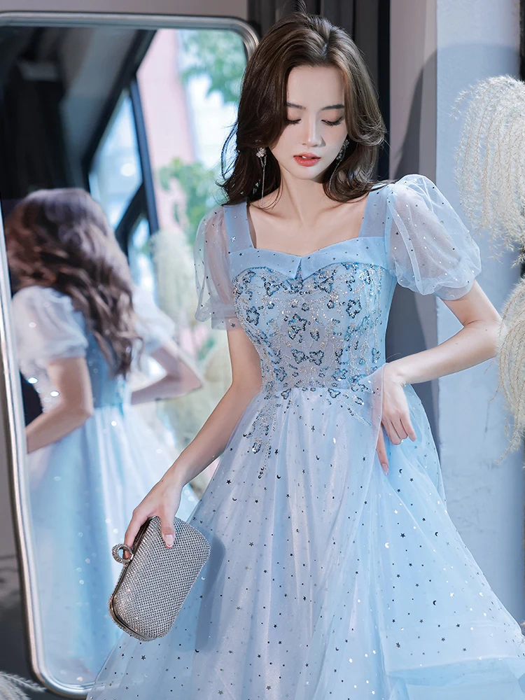 light blue star dress Strapless Long Corset Prom Dress with Mermaid Skirt Baby Blue / 14 main image 1