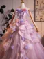 Blumenfee High End Rosa Spitze Schmetterling Applikationen Pailletten Ballkleider 2026 Ballkleid Eckiger Ausschnitt Ärmellos Rückenfreies Lange Festliche Kleider