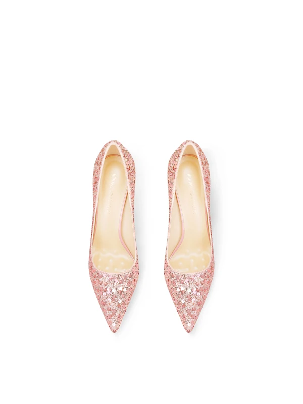 Glitter Blozen Roze Pailletten Avond Pumps 2024 Leer 10 cm Naaldhakken / Stiletto Spitse Neus Pumps Hoge Hakken