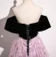 Classy Blushing Pink Tassel Ball Gown Prom Dresses 2025 Off-The-Shoulder Short Sleeve Backless Floor-Length / Long Prom Formal Dresses
