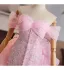Luxus / Herrlich Pink Handgefertigt Perlenstickerei Pailletten Fallende Rüsche Ballkleider 2025 Meerjungfrau Off Shoulder Ärmellos Rückenfreies Sweep / Pinsel Zug Festliche Kleider