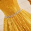 Sparkly Yellow Sequins Rhinestone Prom Dresses 2023 Ball Gown Off-The-Shoulder Sleeveless Backless Floor-Length / Long Prom Formal Dresses