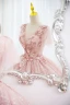 Elegante Blozen Roze Parel Kant Bloem Galajurken 2022 Baljurk Ronde Hals Korte Mouwen Ruglooze Lange Gala Gelegenheid Jurken