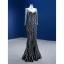 High-end Black Handmade  Beading Sequins Evening Dresses 2022 Trumpet / Mermaid V-Neck Long Sleeve Floor-Length / Long Evening Party Formal Dresses