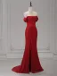 Evening Dresses Formal Dresses Evening Dresses  Burgundy Crossed Straps Backless Glitter Split Front Sweep Train Polyester Off-The-Shoulder Fall Spring Summer Evening Party Short Sleeve Trumpet / Mermaid
