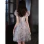 Charming Grey Beading Sequins Party Dresses 2022 A-Line / Princess V-Neck Short Sleeve Backless Knee-Length Formal Dresses