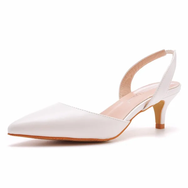 Simple Blanche Désinvolte Sandales Femme Talons Hauts 2023 5 cm Talons Aiguilles À Bout Pointu Sandales