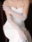 Elegant White Bow Wedding Bridal Gloves 2025 Tulle