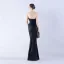 Sexy Black Sequins Evening Dresses 2024 Trumpet / Mermaid Strapless Tassel Sleeveless Backless Floor-Length / Long Evening Party Formal Dresses