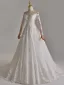 Élégant Blanche En Dentelle Fleur Robe De Mariée 2025 Robe Boule De l'épaule Manches Longues Dos Nu Train De Balayage