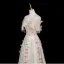Flower Fairy Sparkly Champagne Appliques Sequins Prom Dresses 2025 A-Line / Princess Off-The-Shoulder Short Sleeve Backless Floor-Length / Long Formal Dresses