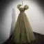 Modest / Simple Clover Green Pearl Sequins Prom Dresses 2022 A-Line / Princess Strapless Short Sleeve Backless Floor-Length / Long Prom Formal Dresses