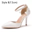 Chic / Belle Blanche Faux Diamant En Dentelle Fleur Chaussure De Mariée 2024 Bride Cheville 9 cm Talons Aiguilles À Bout Pointu Mariage Talons Hauts