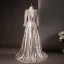 Sparkly Silver Sequins Prom Dresses 2025 Ball Gown V-Neck Long Sleeve Backless Floor-Length / Long Formal Dresses